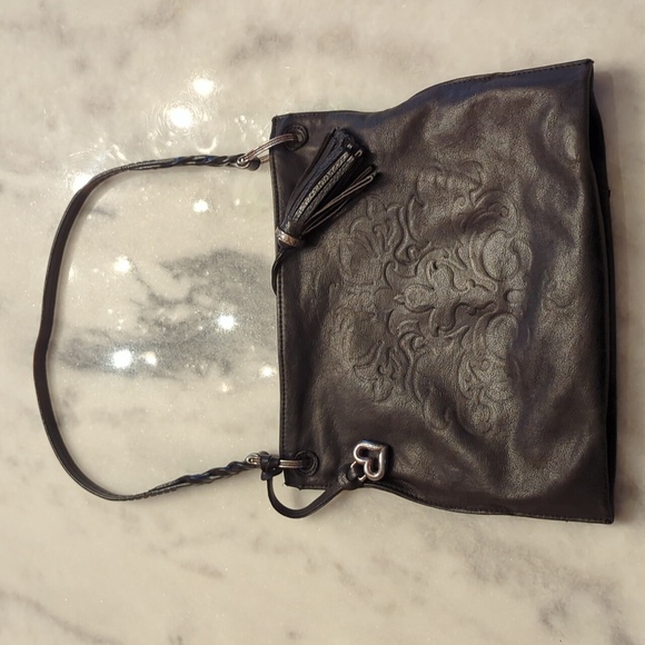 Brighton Purse Black Embossed Leather Small Shoulder Bag Ferrara Impressions - Picture 3 of 9